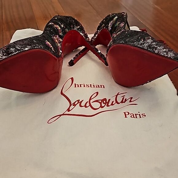 Christian Louboutin Pigalle Follies 100 Reversable Sequin Pointed Pumps 39.5 - Picture 2 of 12